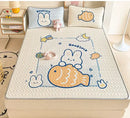 Beige & red cartoon pattern latex mattress bedroom quilted bed sheets