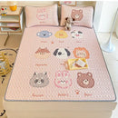Beige & red cartoon pattern latex mattress bedroom quilted bed sheets