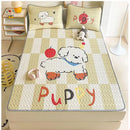 Beige & red cartoon pattern latex mattress bedroom quilted bed sheets
