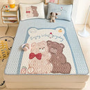 Beige & red cartoon pattern latex mattress bedroom quilted bed sheets