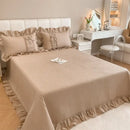 Beige ruffled cake layers cotton duvet set bedroom quilted bedding