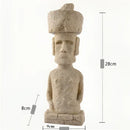 Beige stone easter island moai pukao statue living room decor