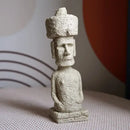 Beige stone easter island moai pukao statue living room decor