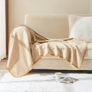 Beige & tan herringbone knit blanket living room sofa throw