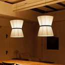 Beige tapered cocoon cloth chandelier kitchen pendant light