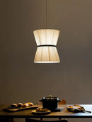 Beige tapered cocoon cloth chandelier kitchen pendant light
