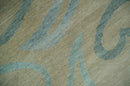 Beige, Teal and Silver Modern design Hand knotted 6x9 wool and Art Silk Area Rug