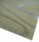 Beige, Teal and Silver Modern design Hand knotted 6x9 wool and Art Silk Area Rug