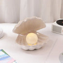 Beige & terracotta ceramic shell pearl night light bedroom lamp