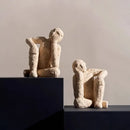 Beige textured abstract resin figurine sculpture living room decor