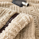 Beige textured fluffy fleece blanket bedroom cozy throw with trim