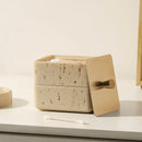 Beige textured natural stone double decker jewelry organizer bathroom
