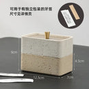 Beige textured natural stone double decker jewelry organizer bathroom
