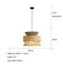 Beige tiered handmade hemp rope pendant light dining room