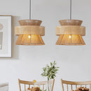 Beige tiered handmade hemp rope pendant light dining room