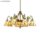 Beige Tiffany Glass Pendant Chandelier