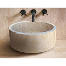 Natural Stone Beige Travertine Vessel Sink Honed Finish Round 16 inch Diameter 6 inch Height