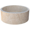 Natural Stone Beige Travertine Vessel Sink Honed Finish Round 16 inch Diameter 6 inch Height