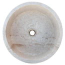 Natural Stone Beige Travertine Vessel Sink Honed Finish Round 16 inch Diameter 6 inch Height