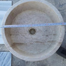 Natural Stone Beige Travertine Vessel Sink Honed Finish Round 16 inch Diameter 6 inch Height