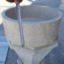 Natural Stone Beige Travertine Vessel Sink Honed Finish Round 16 inch Diameter 6 inch Height