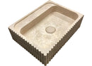 Oasis Beige Travertine Wall-mount Bathroom Vanity Sink Fluted (W)20" (L)24" (H)6" polished angle view 