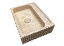 Oasis Beige Travertine Wall-mount Bathroom Vanity Sink Fluted (W)20" (L)24" (H)6" polished angle view 