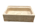 Oasis Beige Travertine Wall-mount Bathroom Vanity Sink Fluted (W)20" (L)24" (H)6" polished front view 