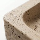 Beige Travertine Rectangular Wall Mount Sink with Hidden Drain - 16"x24"x5" - Honed Unfilled