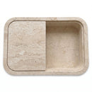 Beige Travertine Rectangular Wall Mount Sink with Hidden Drain - 16"x24"x5" - Honed Unfilled