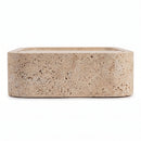 Beige Travertine Rectangular Wall Mount Sink with Hidden Drain - 16"x24"x5" - Honed Unfilled