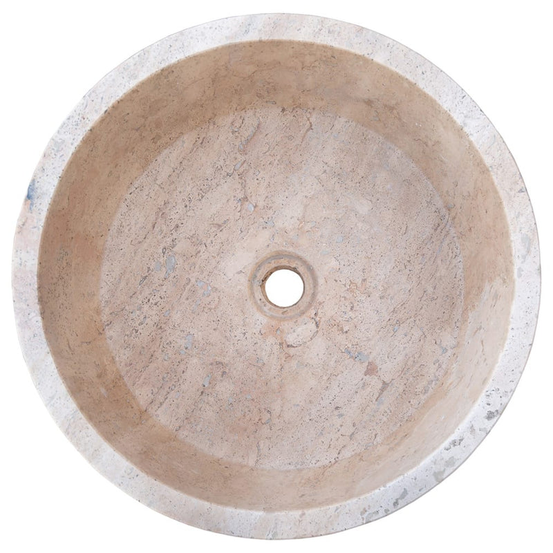 Natural Stone Tuscany Beige Travertine Above Vanity Bathroom Sink Honed (D)16" (H)6" top view product shot