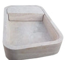 Beige Travertine Wall-Mount Bathroom Sink Hidden Drain 16x24