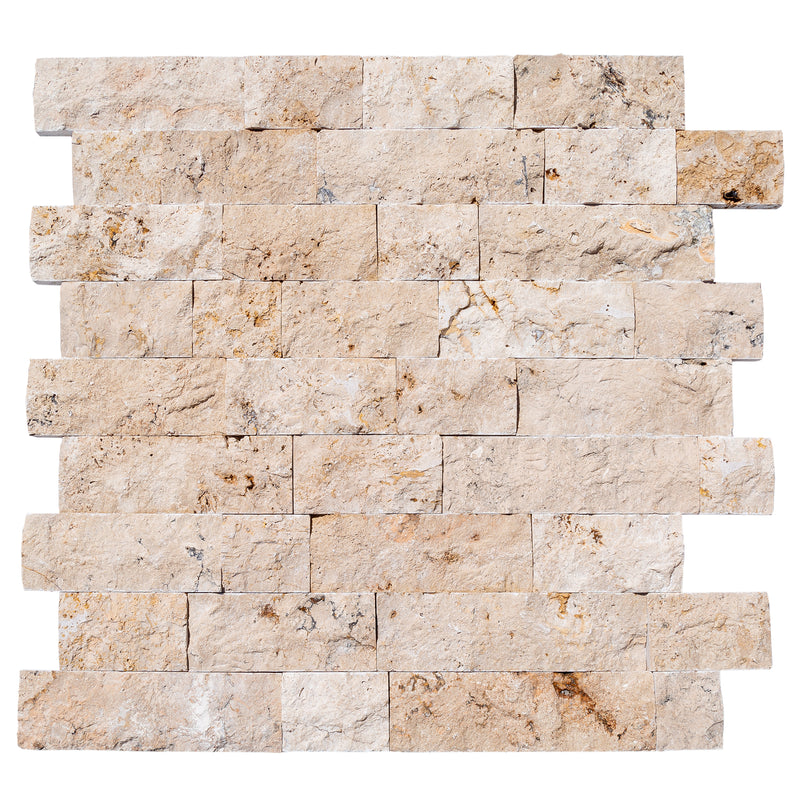 Beige 4"xFree Length Split-face Natural Travertine Wall Tile - Belair Collection top view