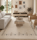 Beige Tribal Border Hand Loomed Wool Area Rug