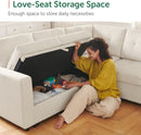Beige U Shaped Sleeper Sofa Bed with Storage
