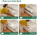 Beige U Shaped Sleeper Sofa Bed with Storage