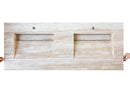 Troia Light Travertine Vein-cut Double Sink Above Vanity Bathroom Sink (W)23" (L)60" (H)5.5" product shot length measure view