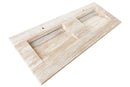 Troia Light Travertine Vein-cut Double Sink Above Vanity Bathroom Sink (W)23" (L)60" (H)5.5" product shot angle view