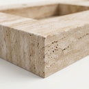 Beige Vein-Cut Travertine Double Rectangular Wall Mount Vanity Top Sink - 23"x60"x5.5" - Honed