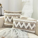 Beige & white diamond tufted zigzag cushion cover living room decor