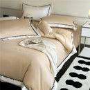 Beige & white hot diamond lace bedding set bedroom duvet cover