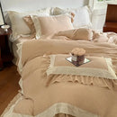 Beige & white lace ruffles bedding set – bedroom duvet cover