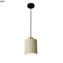 Beige wood grain columnar micro cement pendant light kitchen decor