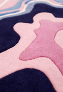 Berry Ripple Blue And Pink Hand Tufted 4x6 Wool Area Rug