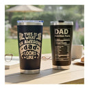 Personalized Best Dad Ever Nutrition Facts Tumbler 20oz Stainless Steel Father's Day Gift