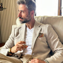 Like Clockwork - Silk Pocket Square - Beige