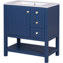 30inch Transitional Style Bathroom Vanity Cabinet Combo with Ceramic Sink