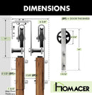 Double Track U-Shape Bypass Sliding Barn Door Hardware Kit - Spoke Wheel Design Roller