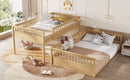 Full XL over Queen Bunk Bed with Ladder and Guardrails, Natural